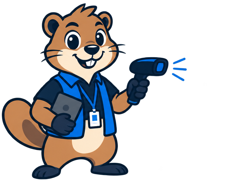 Asset Gopher mascot scanning an asset tag